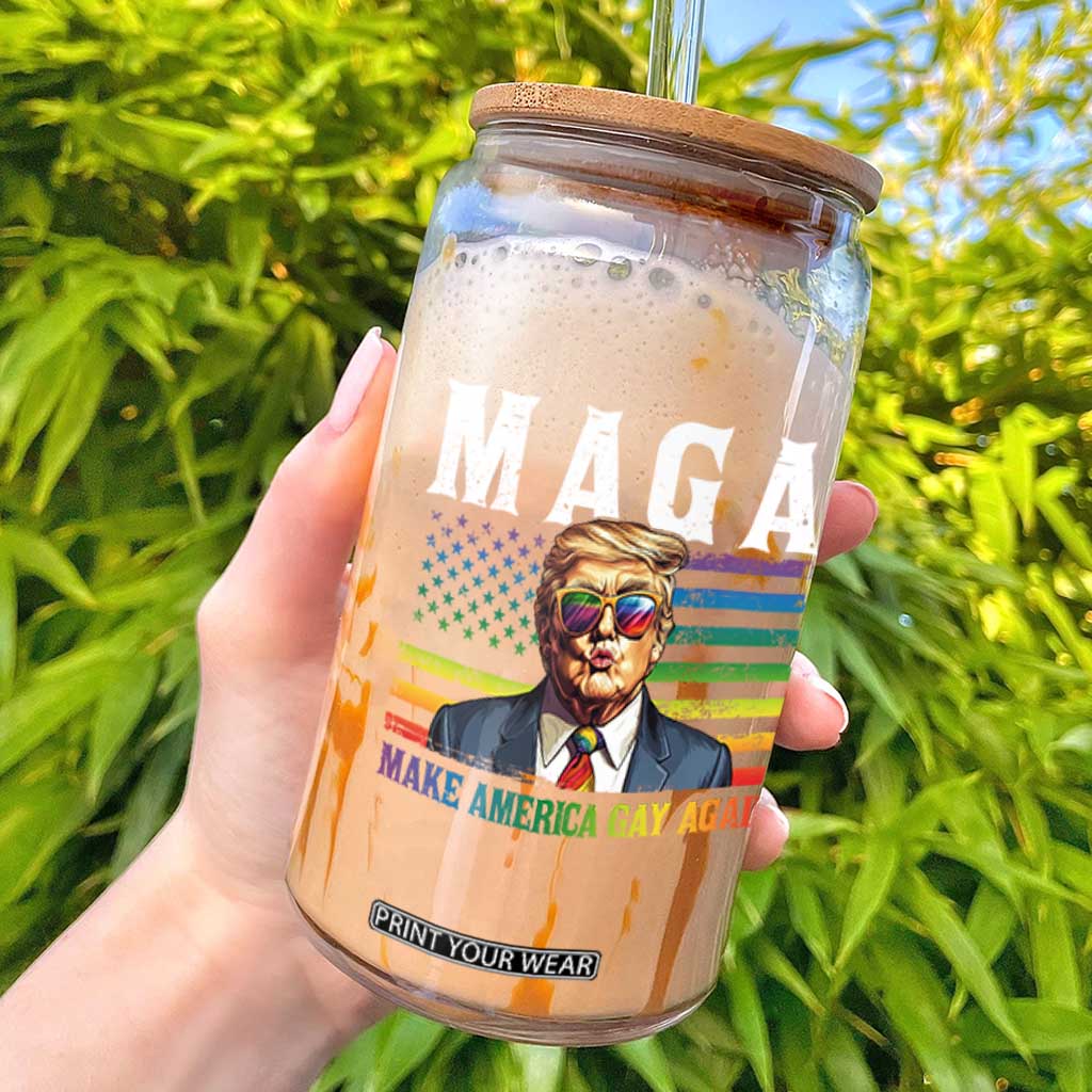 Make America Gay Again Glass Can LGBTQ Political Satire TS12 Black Print Your Wear