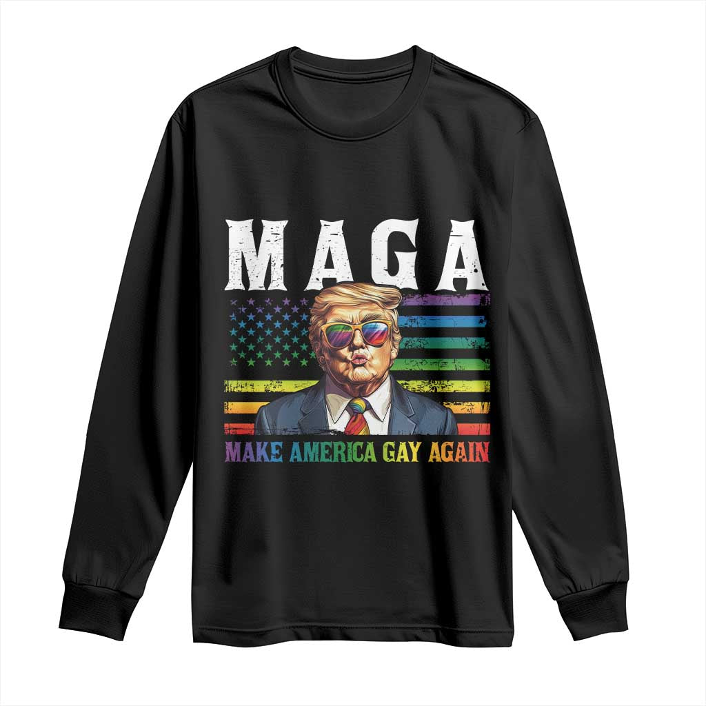 Make America Gay Again Long Sleeve Shirt LGBTQ Political Satire TS12 Black Print Your Wear