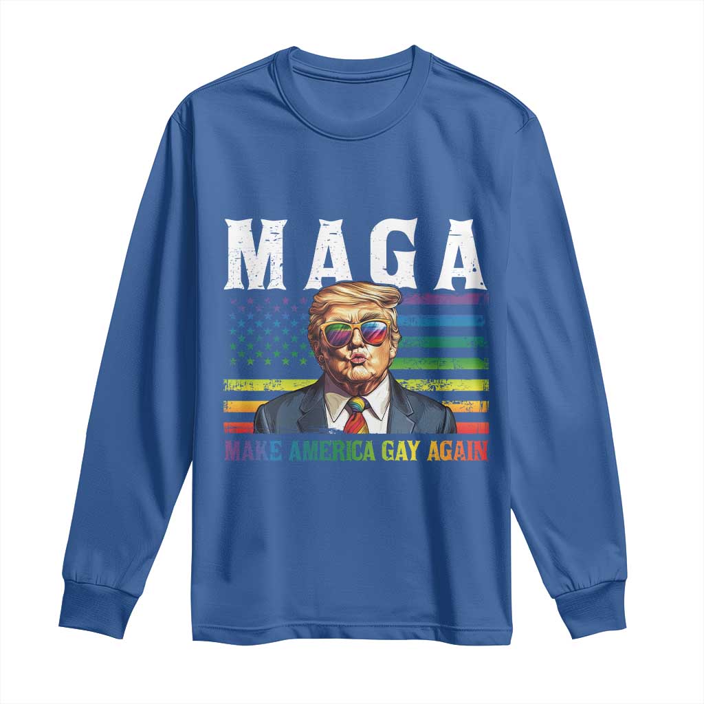 Make America Gay Again Long Sleeve Shirt LGBTQ Political Satire TS12 Royal Blue Print Your Wear