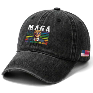 Make America Gay Again Washed Cotton Baseball Cap LGBTQ Political Satire TS12 Print Your Wear