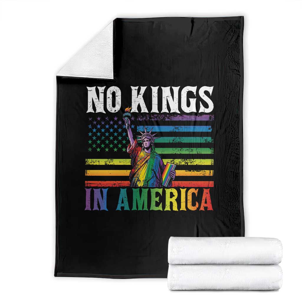 No Kings In America LGBT Pride Throw Blanket Anti Authoritarian Political TS12 Black Print Your Wear