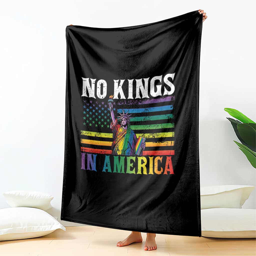 No Kings In America LGBT Pride Throw Blanket Anti Authoritarian Political TS12 Print Your Wear