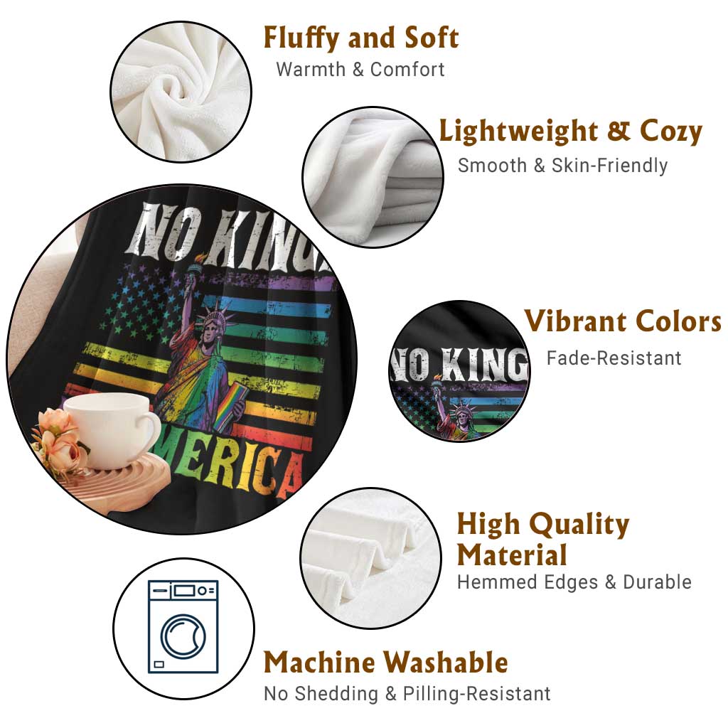 No Kings In America LGBT Pride Throw Blanket Anti Authoritarian Political TS12 Print Your Wear
