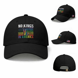 No Kings In America LGBT Pride Baseball Cap Anti Authoritarian Political TS12 Baseball Cap Universal Fit Black Print Your Wear