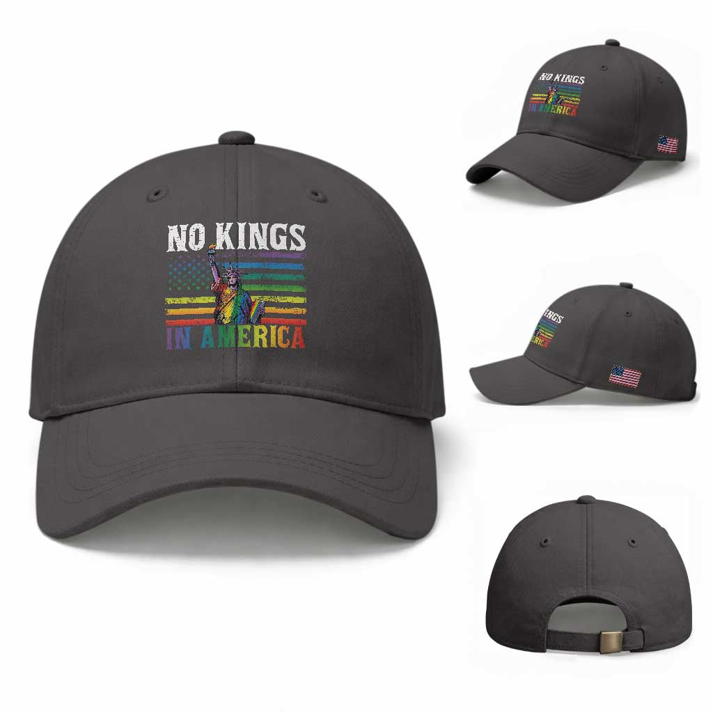 No Kings In America LGBT Pride Baseball Cap Anti Authoritarian Political TS12 Baseball Cap Universal Fit Dark Gray Print Your Wear