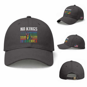 No Kings In America LGBT Pride Baseball Cap Anti Authoritarian Political TS12 Baseball Cap Universal Fit Dark Gray Print Your Wear
