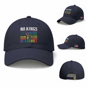 No Kings In America LGBT Pride Baseball Cap Anti Authoritarian Political TS12 Baseball Cap Universal Fit Navy Print Your Wear