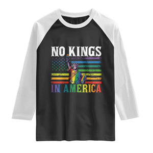 No Kings In America LGBT Pride Raglan Shirt Anti Authoritarian Political TS12 Black White Print Your Wear