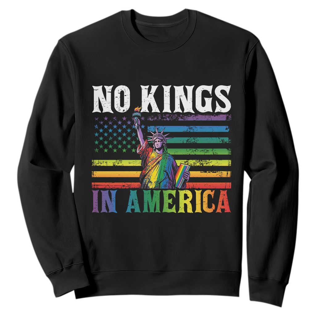 No Kings In America LGBT Pride Sweatshirt Anti Authoritarian Political TS12 Black Print Your Wear