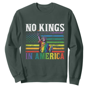 No Kings In America LGBT Pride Sweatshirt Anti Authoritarian Political TS12 Dark Forest Green Print Your Wear
