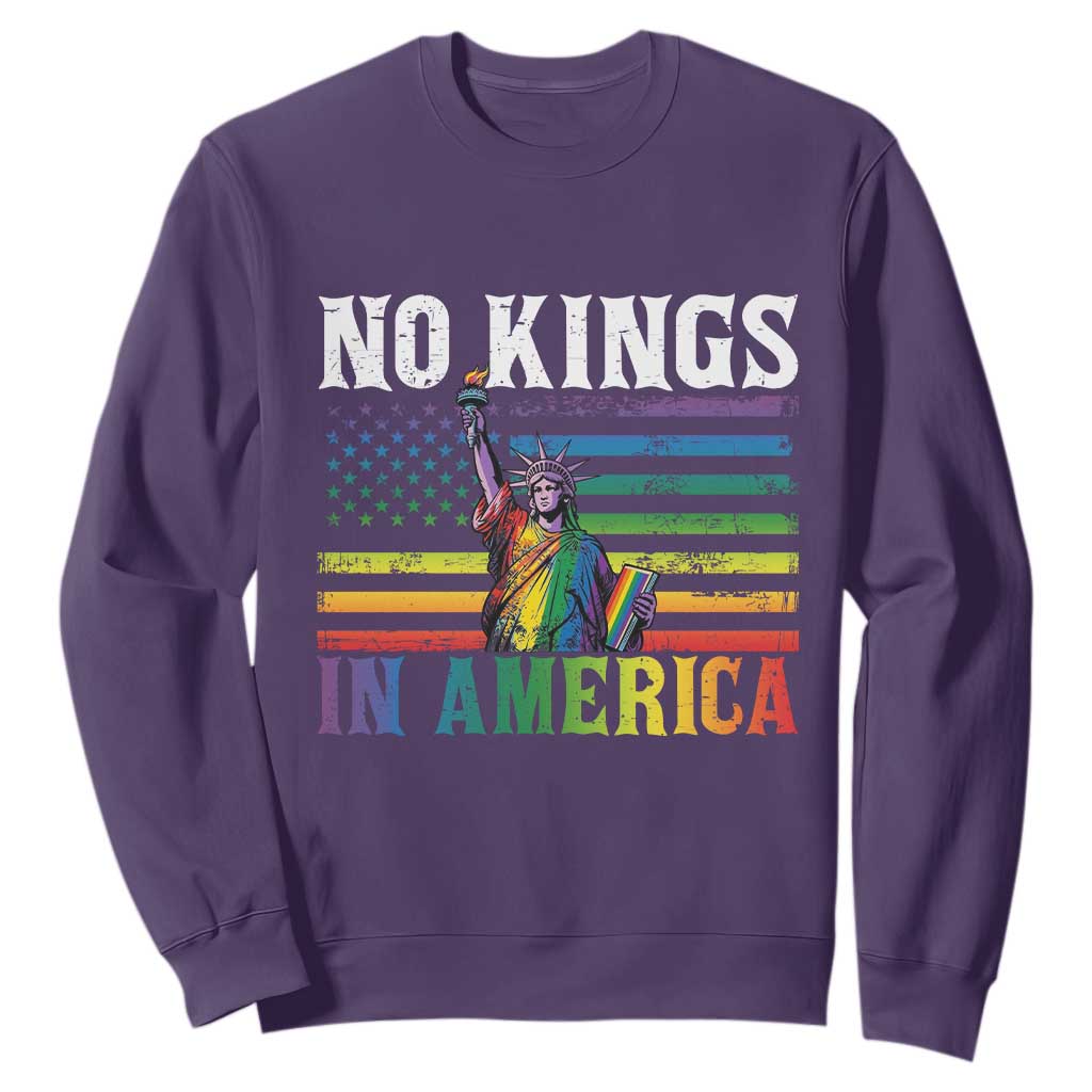 No Kings In America LGBT Pride Sweatshirt Anti Authoritarian Political TS12 Purple Print Your Wear