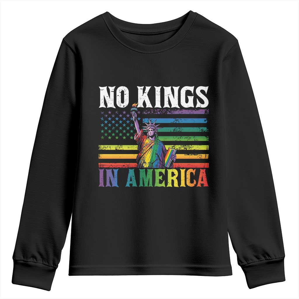 No Kings In America LGBT Pride Youth Sweatshirt Anti Authoritarian Political TS12 Black Print Your Wear