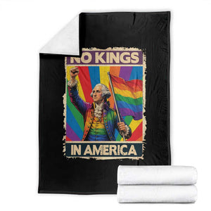 Funny Patriotic LGBT Graphic Throw Blanket No Kings In America TS12 Black Print Your Wear