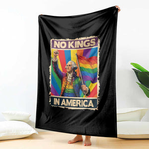 Funny Patriotic LGBT Graphic Throw Blanket No Kings In America TS12 Print Your Wear