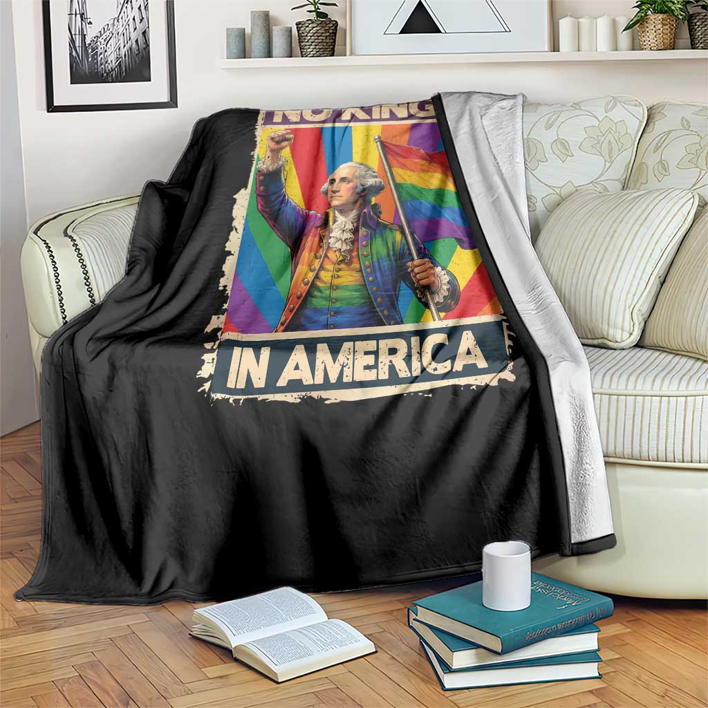 Funny Patriotic LGBT Graphic Throw Blanket No Kings In America TS12 Print Your Wear