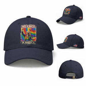 Funny Patriotic LGBT Graphic Baseball Cap No Kings In America TS12 Baseball Cap Universal Fit Navy Print Your Wear