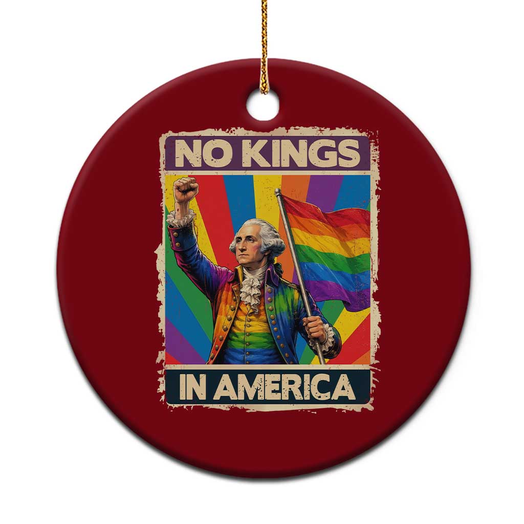 Funny Patriotic LGBT Graphic Ceramic Ornament No Kings In America TS12 1pc Red Print Your Wear