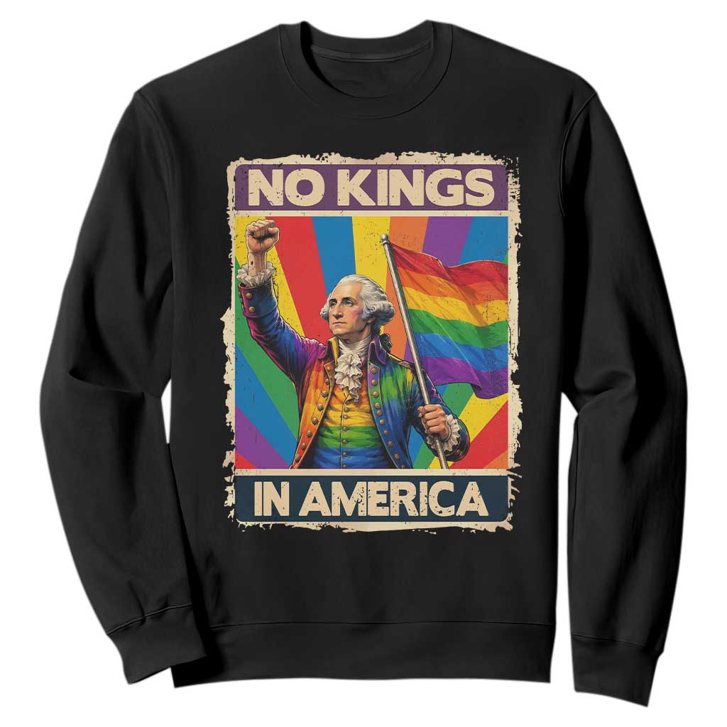 Funny Patriotic LGBT Graphic Sweatshirt No Kings In America TS12 Black Print Your Wear