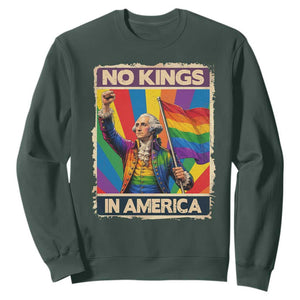 Funny Patriotic LGBT Graphic Sweatshirt No Kings In America TS12 Dark Forest Green Print Your Wear