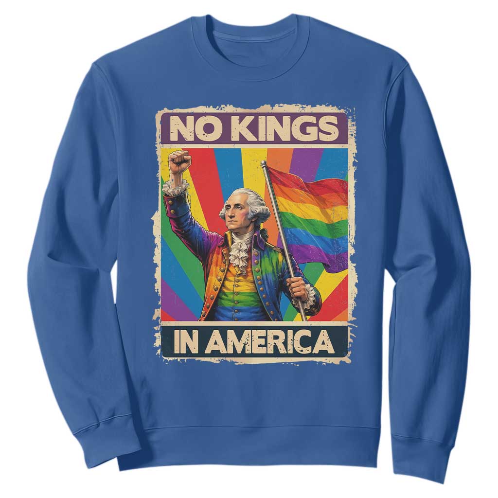 Funny Patriotic LGBT Graphic Sweatshirt No Kings In America TS12 Royal Blue Print Your Wear