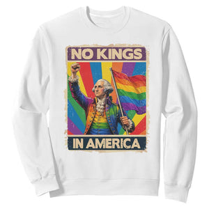 Funny Patriotic LGBT Graphic Sweatshirt No Kings In America TS12 White Print Your Wear