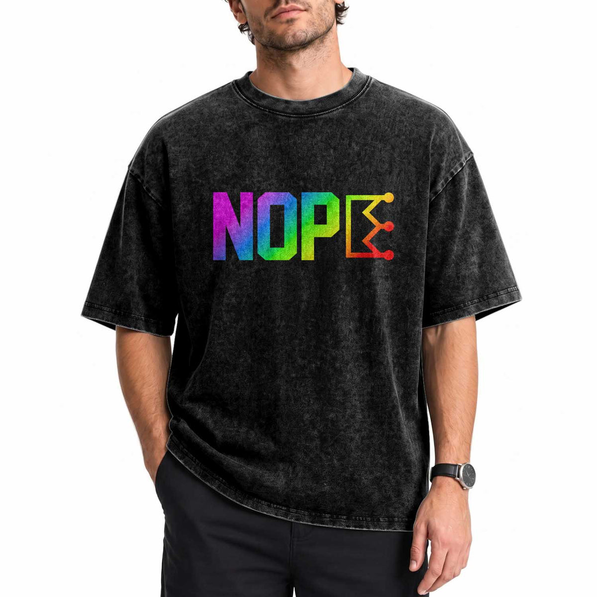 Nope No Kings Graphic Washed Cotton T-Shirt Humorous Political Gift