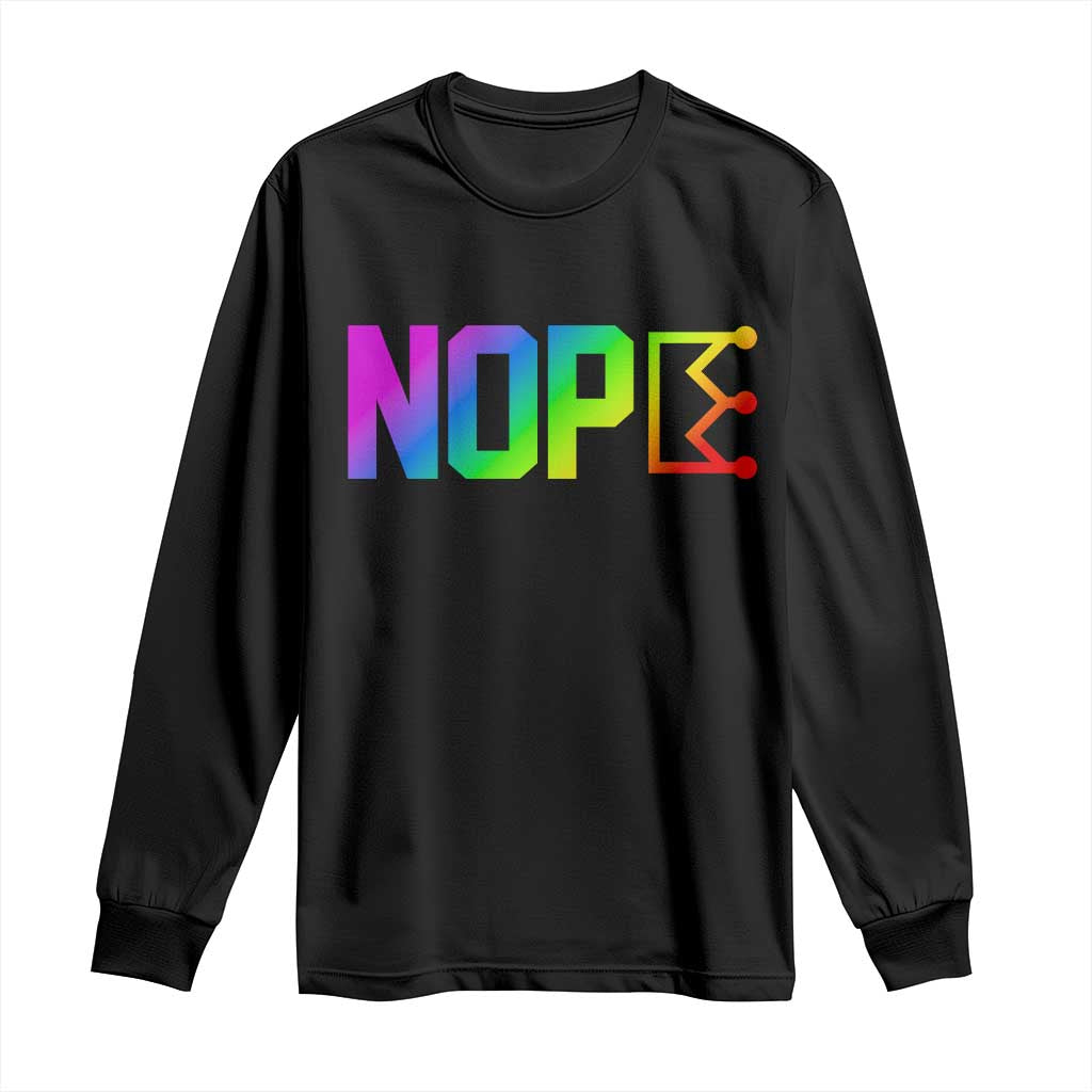 Nope No Kings Graphic Long Sleeve Shirt Humorous Political Gift TS12 Black Print Your Wear