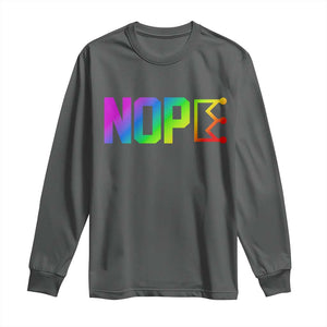 Nope No Kings Graphic Long Sleeve Shirt Humorous Political Gift TS12 Dark Heather Print Your Wear