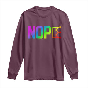 Nope No Kings Graphic Long Sleeve Shirt Humorous Political Gift TS12 Maroon Print Your Wear