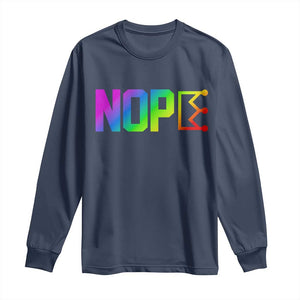 Nope No Kings Graphic Long Sleeve Shirt Humorous Political Gift TS12 Navy Print Your Wear