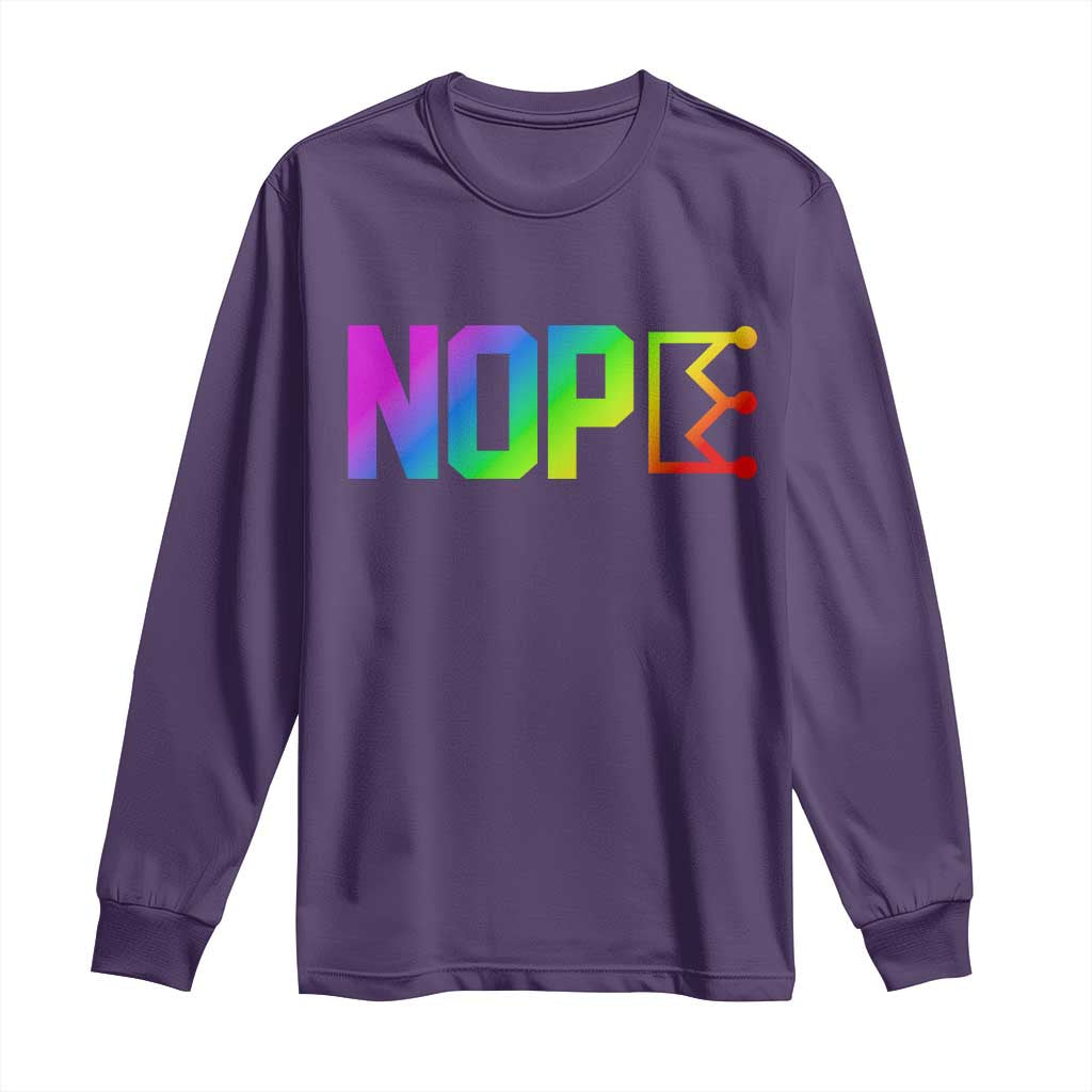 Nope No Kings Graphic Long Sleeve Shirt Humorous Political Gift TS12 Purple Print Your Wear