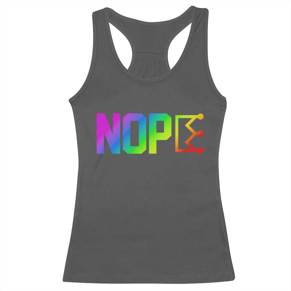 Nope No Kings Graphic Racerback Tank Top Humorous Political Gift TS12 Dark Heather Print Your Wear