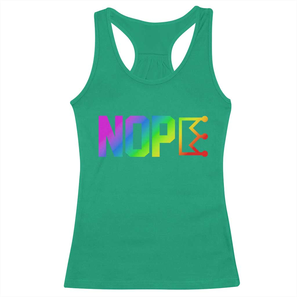 Nope No Kings Graphic Racerback Tank Top Humorous Political Gift TS12 Irish Green Print Your Wear
