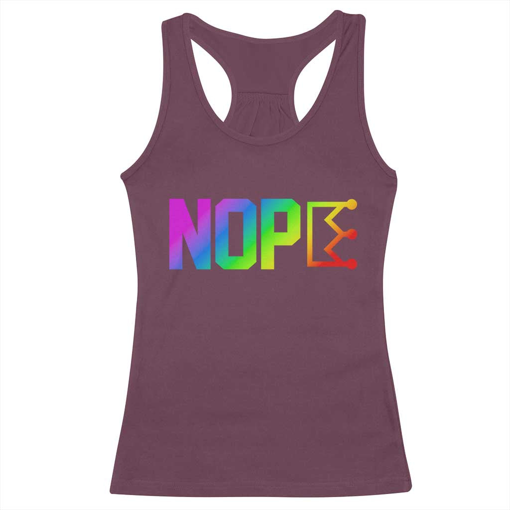Nope No Kings Graphic Racerback Tank Top Humorous Political Gift TS12 Maroon Print Your Wear