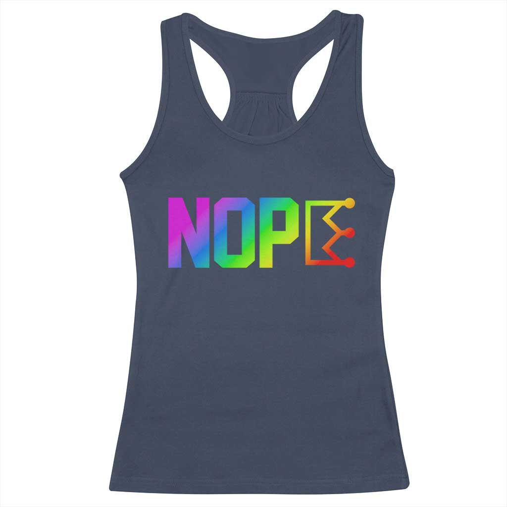 Nope No Kings Graphic Racerback Tank Top Humorous Political Gift TS12 Navy Print Your Wear