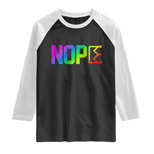 Nope No Kings Graphic Raglan Shirt Humorous Political Gift TS12 Black White Print Your Wear