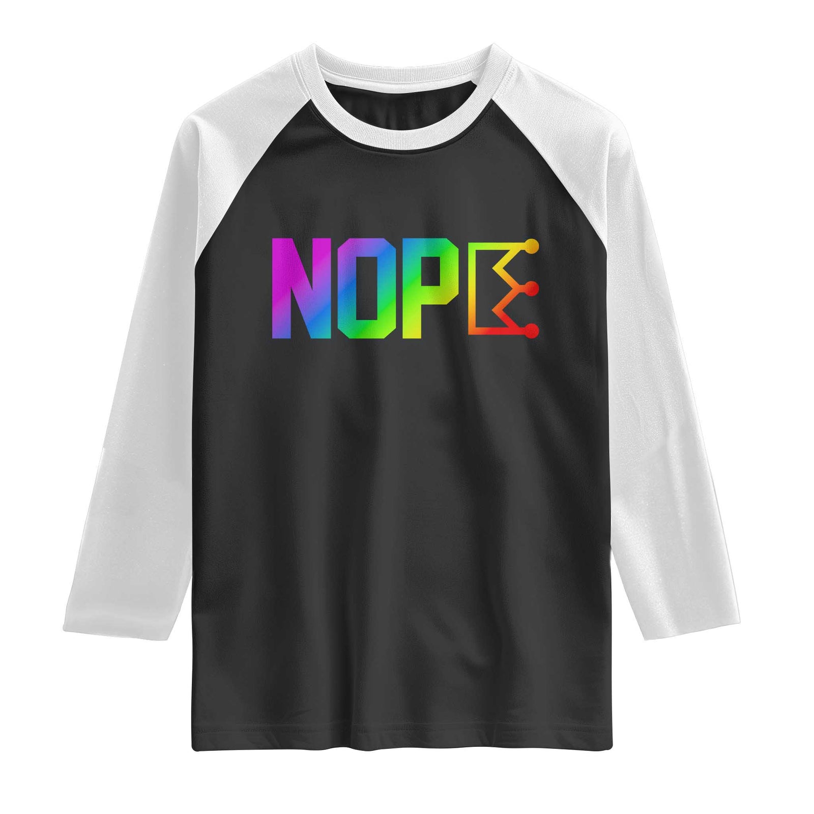 Nope No Kings Graphic Raglan Shirt Humorous Political Gift TS12 Black White Print Your Wear