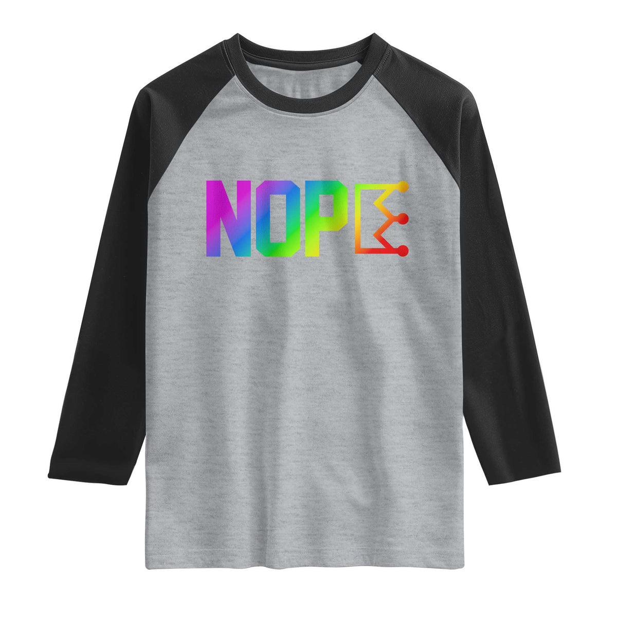 Nope No Kings Graphic Raglan Shirt Humorous Political Gift TS12 Heather Gray Black Print Your Wear
