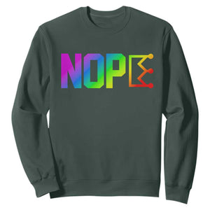 Nope No Kings Graphic Sweatshirt Humorous Political Gift TS12 Dark Forest Green Print Your Wear