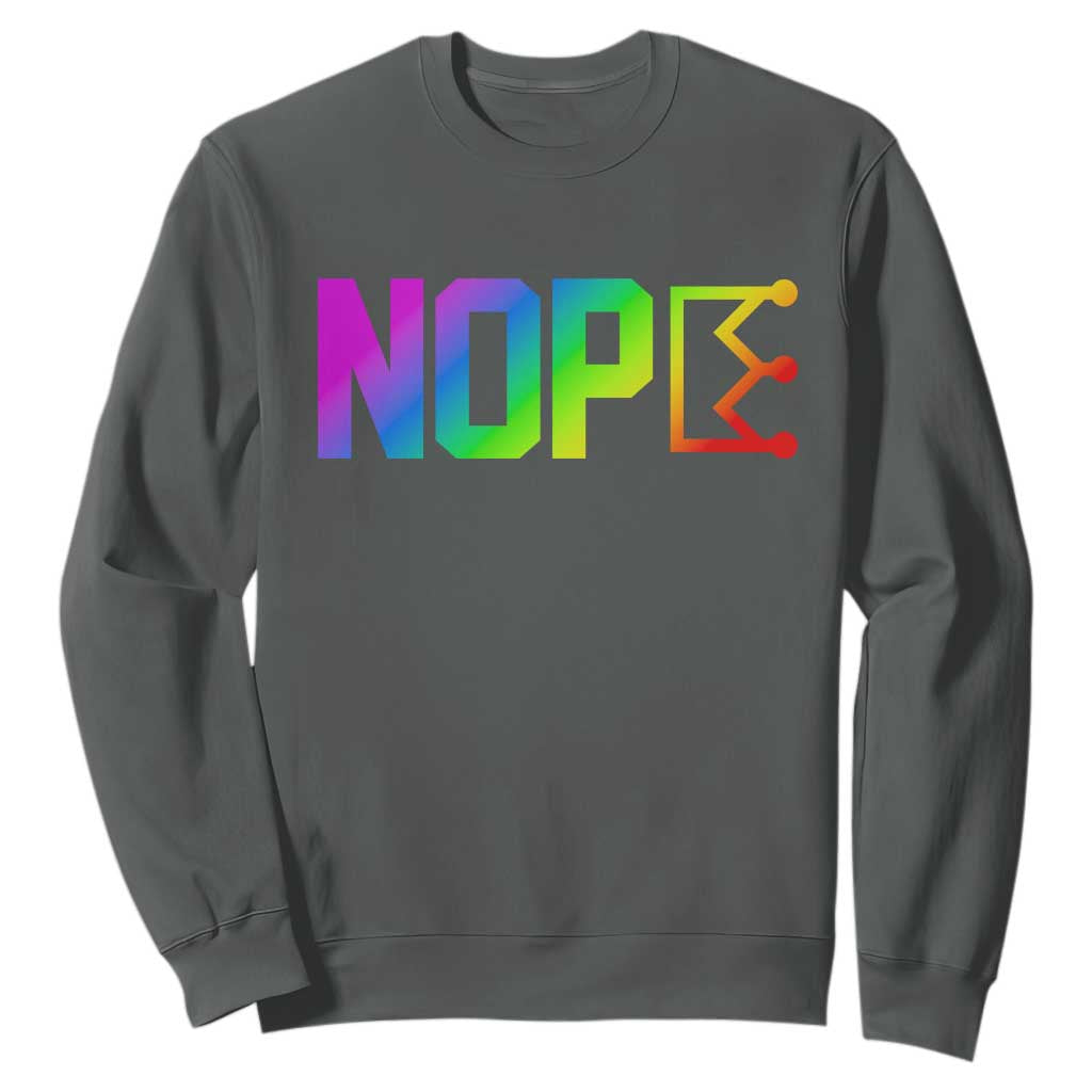 Nope No Kings Graphic Sweatshirt Humorous Political Gift TS12 Dark Heather Print Your Wear