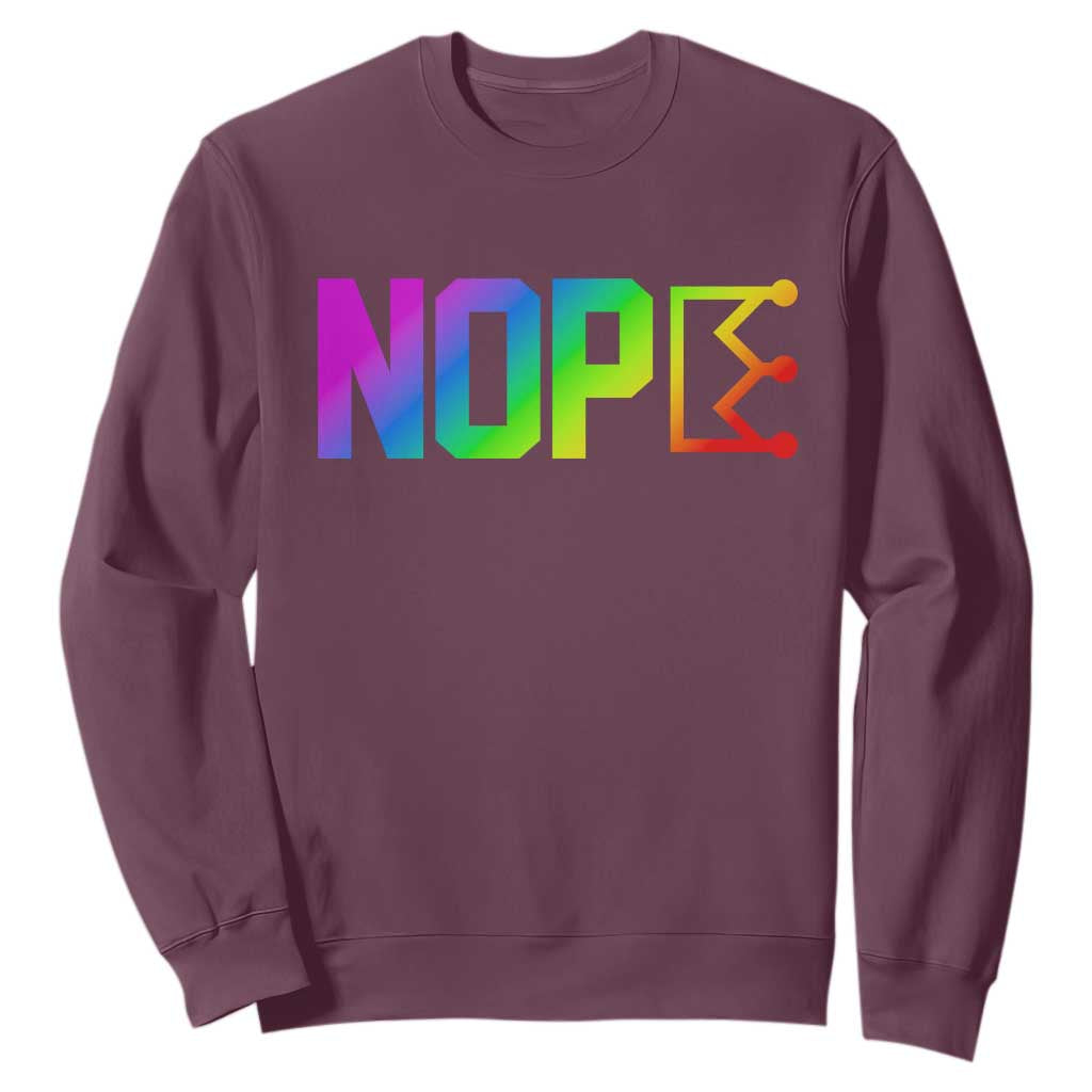 Nope No Kings Graphic Sweatshirt Humorous Political Gift TS12 Maroon Print Your Wear