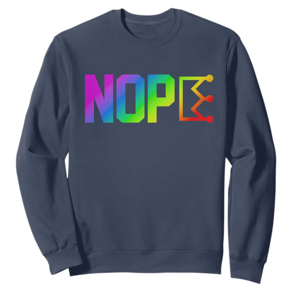Nope No Kings Graphic Sweatshirt Humorous Political Gift TS12 Navy Print Your Wear