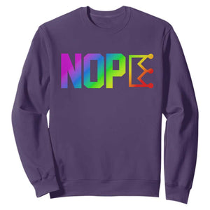 Nope No Kings Graphic Sweatshirt Humorous Political Gift TS12 Purple Print Your Wear