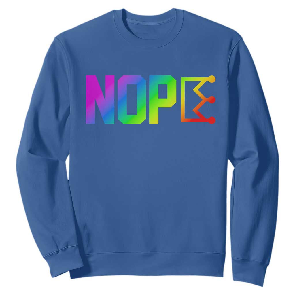 Nope No Kings Graphic Sweatshirt Humorous Political Gift TS12 Royal Blue Print Your Wear