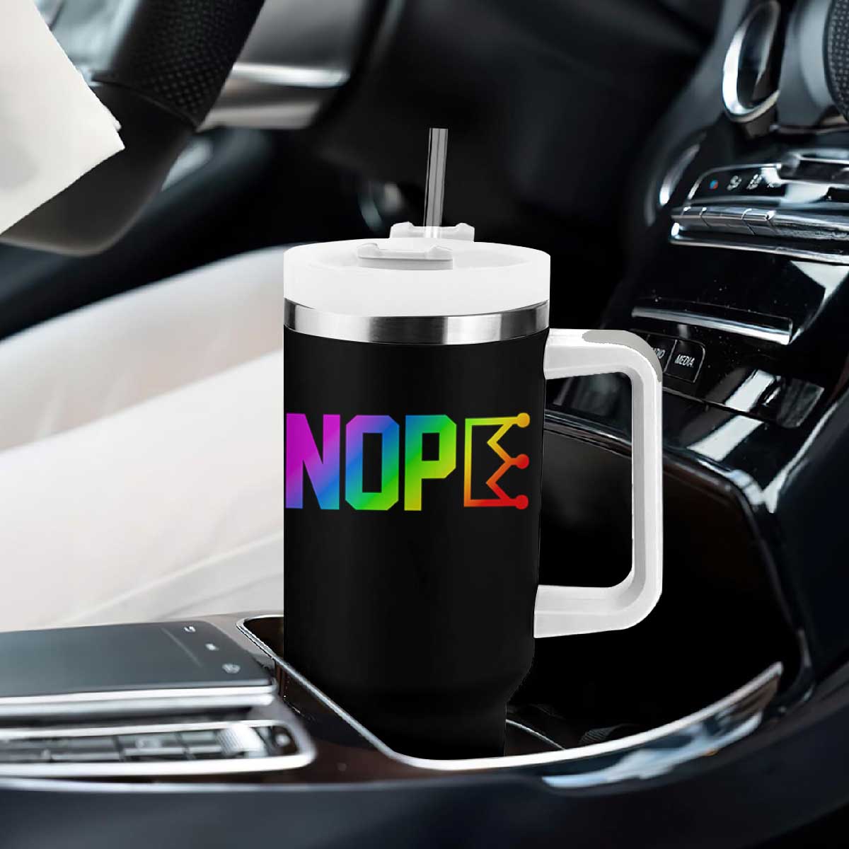 Nope No Kings Graphic Tumbler With Handle Humorous Political Gift TS12 Print Your Wear
