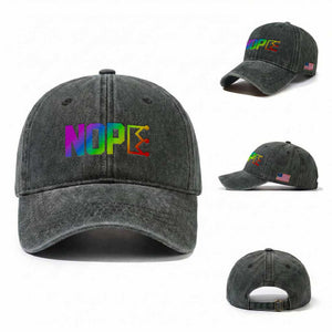 Nope No Kings Graphic Washed Cotton Baseball Cap Humorous Political Gift TS12 Washed Cap Universal Fit Dark Green Print Your Wear