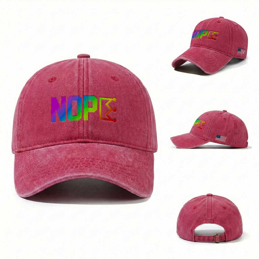 Nope No Kings Graphic Washed Cotton Baseball Cap Humorous Political Gift TS12 Washed Cap Universal Fit Red Print Your Wear