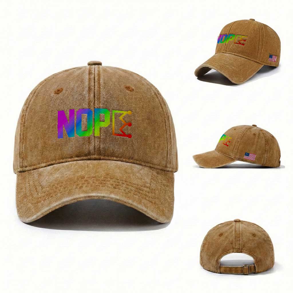 Nope No Kings Graphic Washed Cotton Baseball Cap Humorous Political Gift TS12 Washed Cap Universal Fit Yellow Ochre Print Your Wear