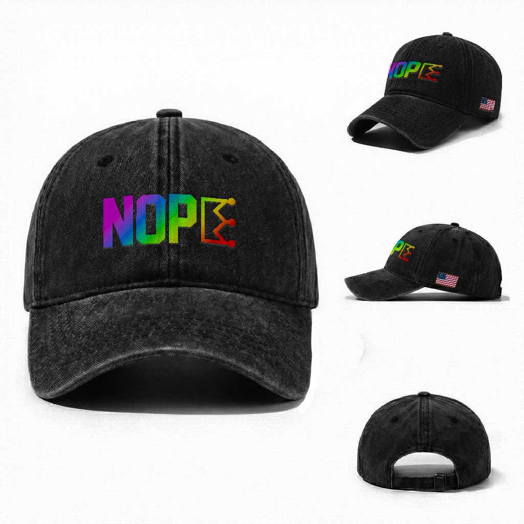 Nope No Kings Graphic Washed Cotton Baseball Cap Humorous Political Gift TS12 Washed Cap Universal Fit Black Print Your Wear