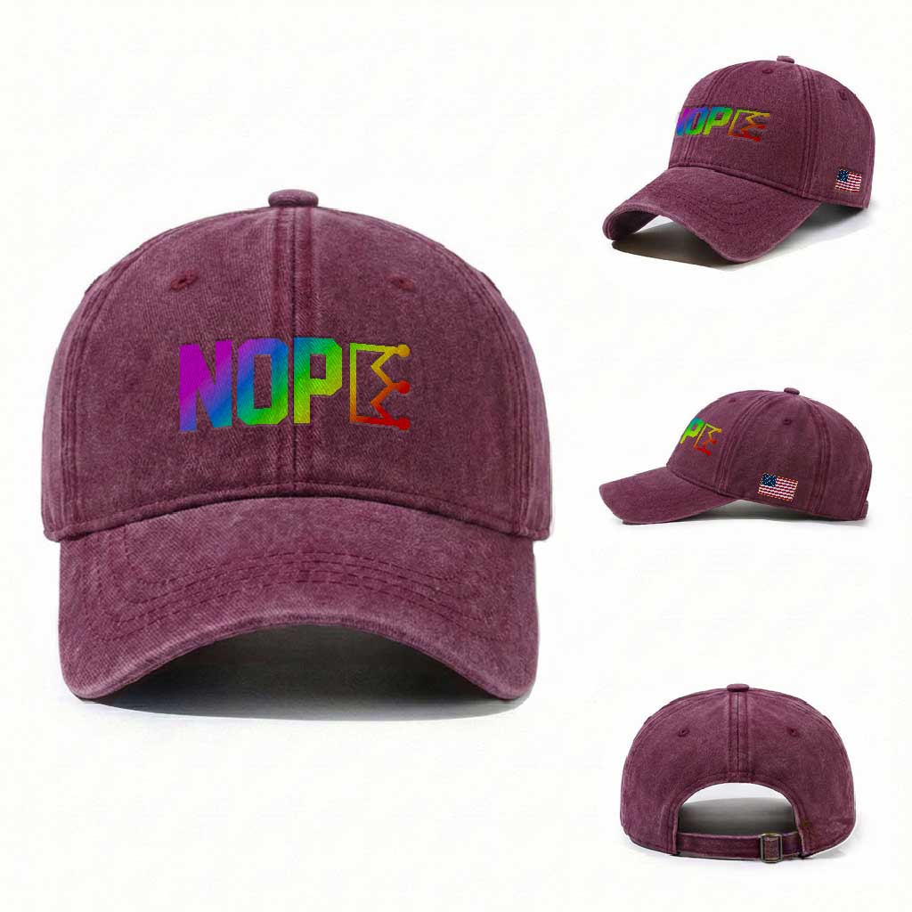 Nope No Kings Graphic Washed Cotton Baseball Cap Humorous Political Gift TS12 Washed Cap Universal Fit Burgundy Print Your Wear